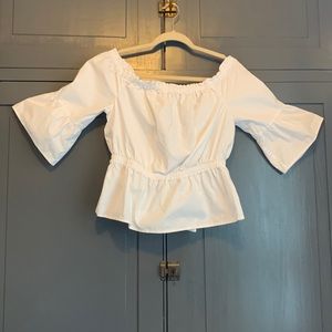 Off the shoulder boho style white top. Size M